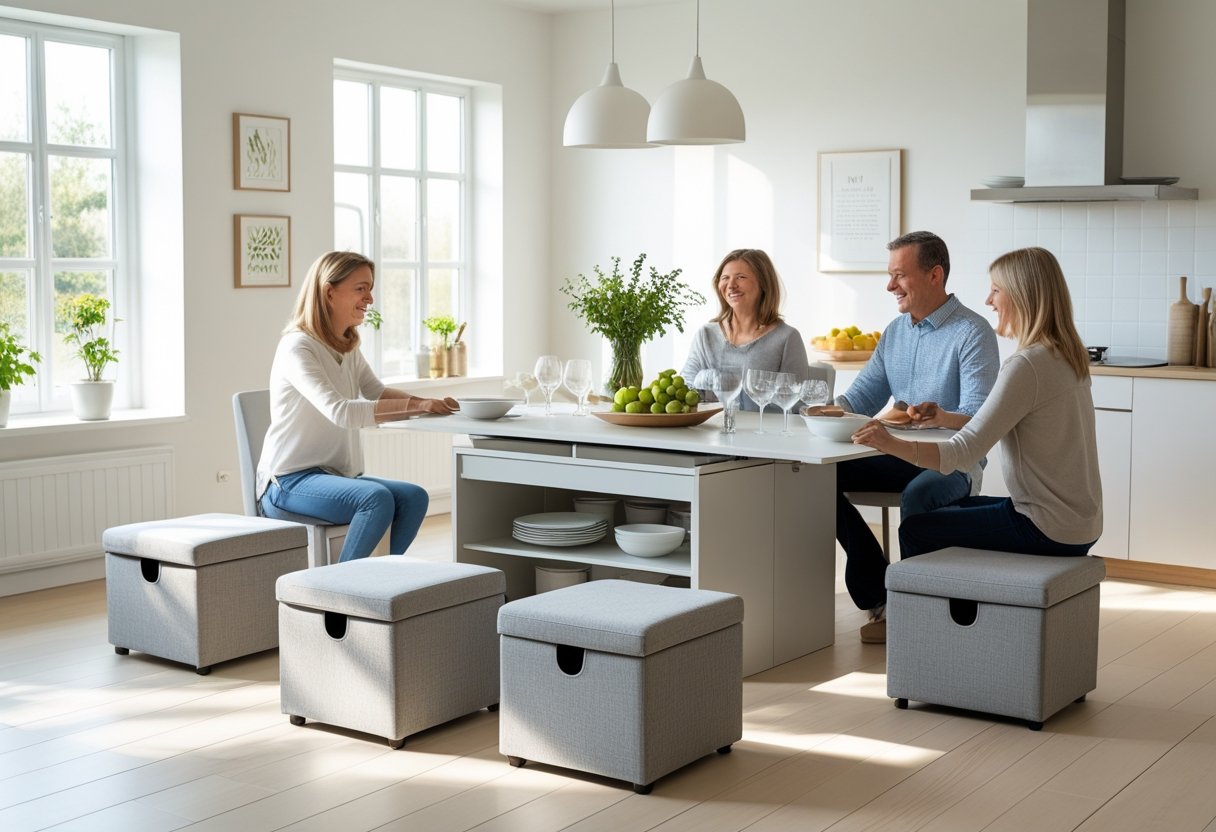 Sådan skaber du ekstra opbevaringsplads i spisestuen med puf med opbevaring til spisebordet